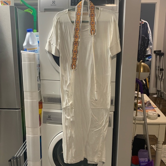 Cotton dress with embroidered belt - TORY BURCH - Picture 1 of 5